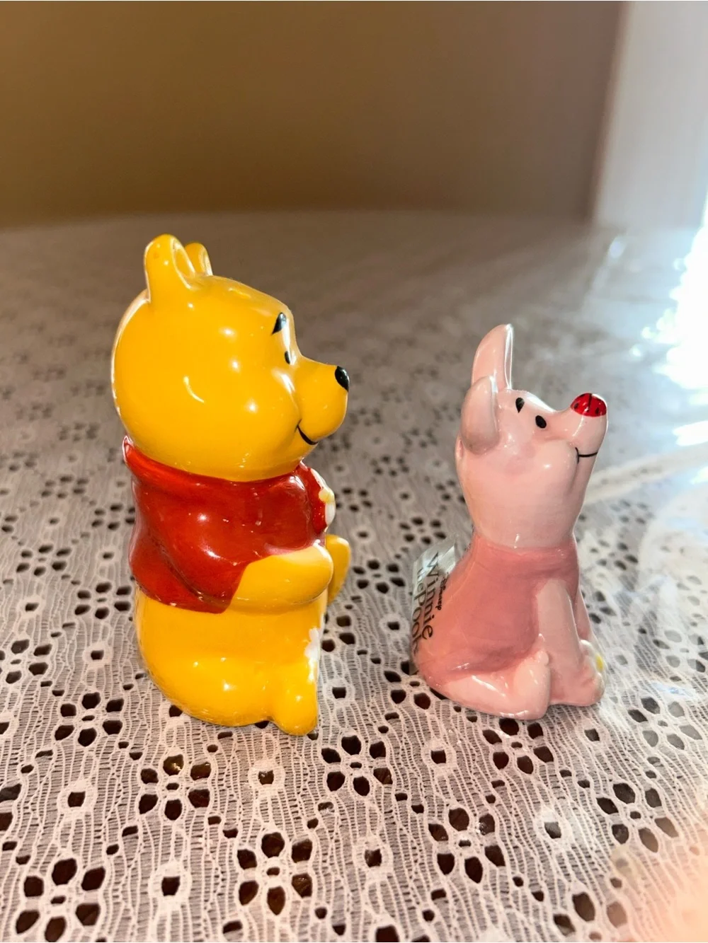 Winnie-the-Pooh and Piglet Floral Ceramic Salt and Pepper Set